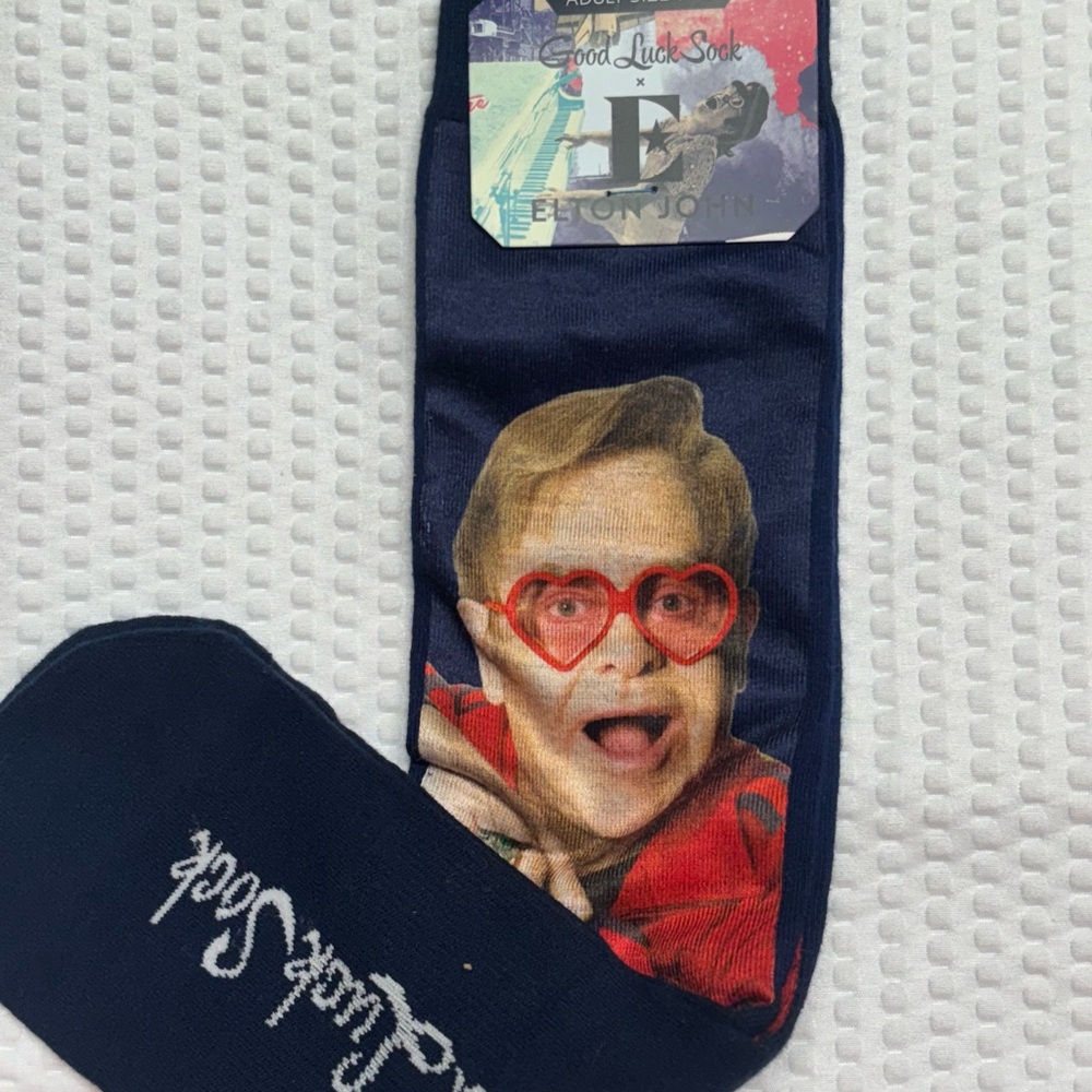 Elton John Good Luck Sock Adult One Size 8-13 NWT